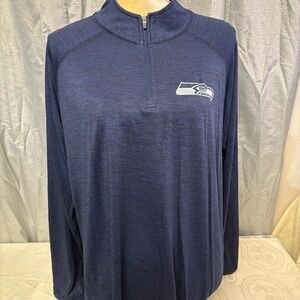 Seattle Seahawks Fanatics Navy Quarter-Zip Pullover, size XL unisex